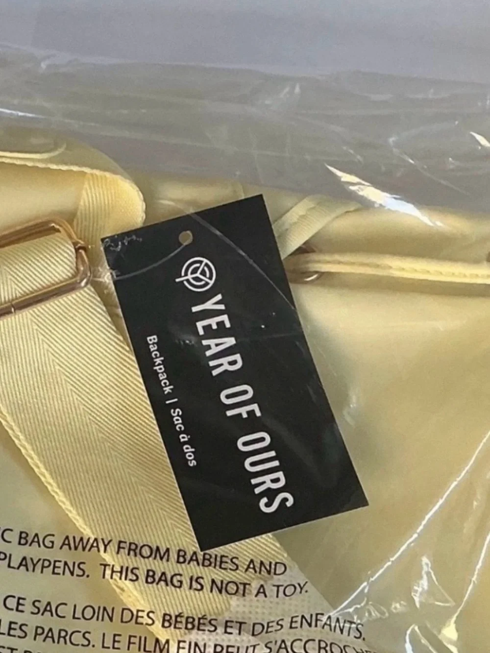 Year of Ours Backpack with Front Pockets- Baby Yellow . Rose Gold Hardware NWT